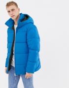 Jack & Jones Core Puffer Coat In Drop Shoulder Fit - Blue