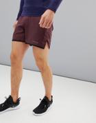 Asos 4505 Shorts With Contrast Trim In Burgundy - Red