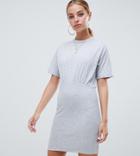 Asos Design Petite Mixed Fabric Short Sleeve Mini Bodycon Dress - Gray