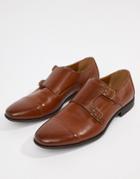 Asos Design Monk Shoes In Faux Tan Leather - Tan