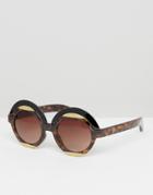 Monki Round Retro Sunglasses - Brown