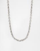 Asos Heavy Chain Necklace In Burnished Silver - Silver