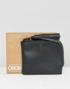Asos Zip Around Wallet In Black With Tassel - Black