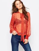 First And I Marla Pussy Bow Blouse - Marsala