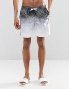 Asos Swim Shorts With Dip Dye Paisley Print In Mid Length - Black