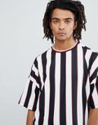 Mennace T-shirt In Black Stripe - White