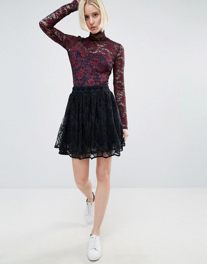 Ganni Larkin Lace Mini Skirt - Navy