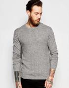 Asos Cable Knit Sweater In Gray Cotton - Gray Twist