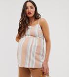 New Look Maternity Stripe Square Neck Cami In White