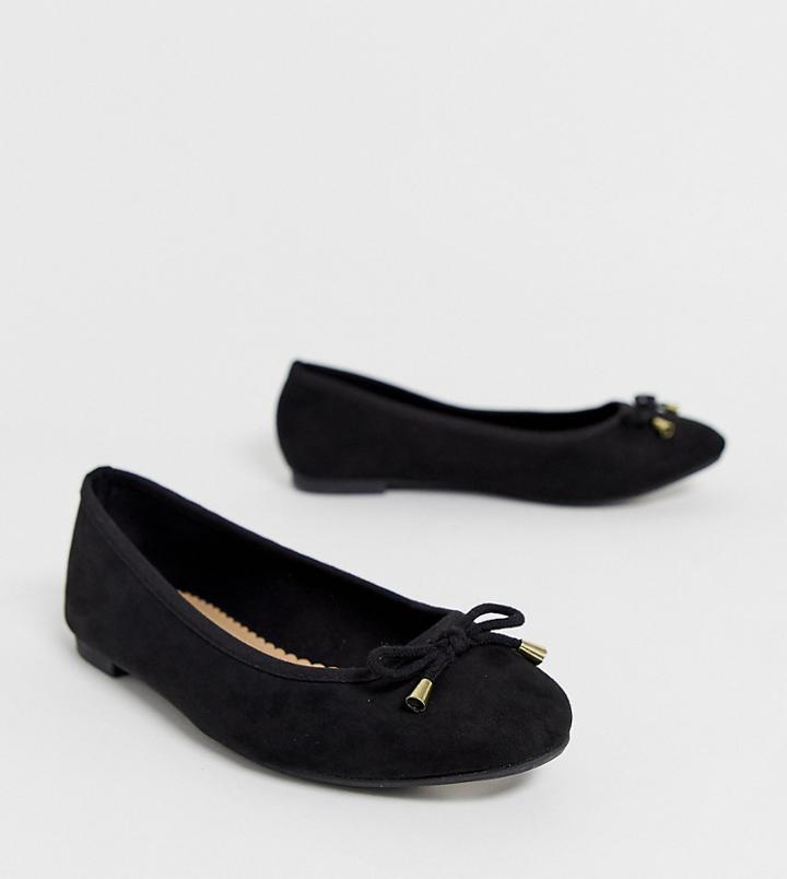Simply Be Wide Fit Alice Basic Ballerina In Black