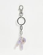 Asos Design Personalised R Bag Charm In Lilac Marble-purple