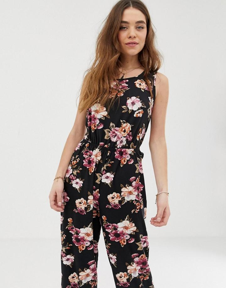 Gilli Floral Jumpsuit With Tie Back Detail-multi