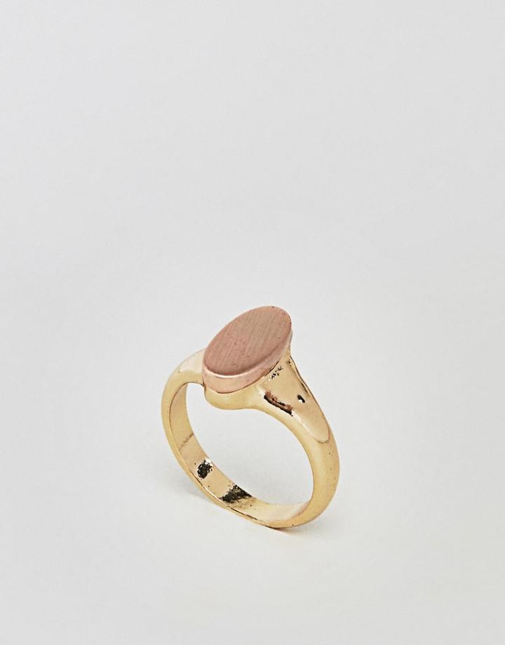 Asos Brushed Metal Oval Pinky Ring - Multi