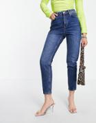Topshop Mom Tapered Leg Jeans In Indigo Blue-blues