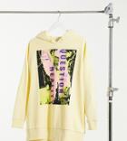 Collusion Question Reality Print Hoodie In Pale Yellow