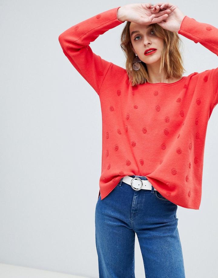 Esprit Self Polka Dot Sweater - Red