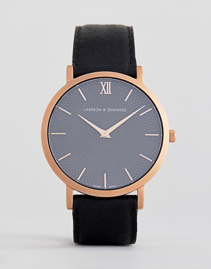 Larsson & Jennings Sloane Leather Watch In Black 40mm - Black
