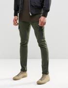 Asos Super Skinny Jeans With Cargo Pockets In Green - Green
