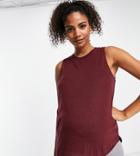 Cotton: On Maternity Curve Hem Activewear Tank Top In Purple