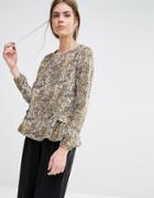 See U Soon Blouse With Pep Hem In Scale Print - Yellow