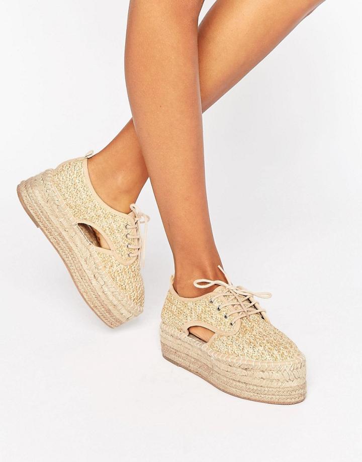 Asos Jasper Chunky Lace Up Espadrilles - Beige