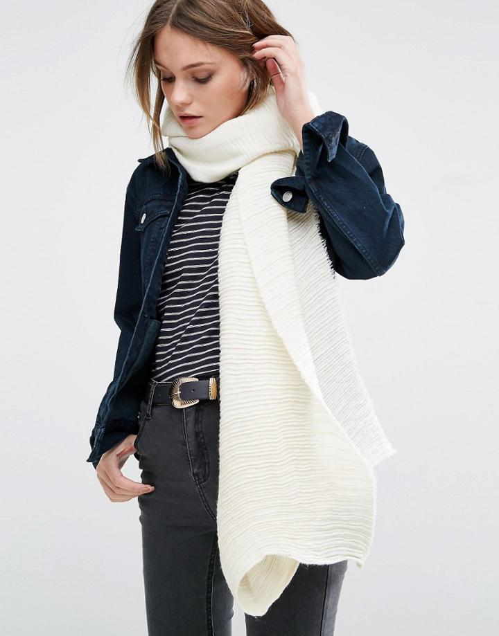 Aldo Ribbed Oblong Scarf - Cream
