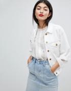 Pepe Jeans Crop Sleeve Denim Jacket - White