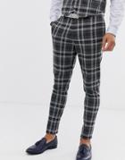 Asos Design Super Skinny Suit Pants In Gray Check - Gray