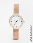 Asos Curve Mesh Skinny Strap Watch - Rose Gold