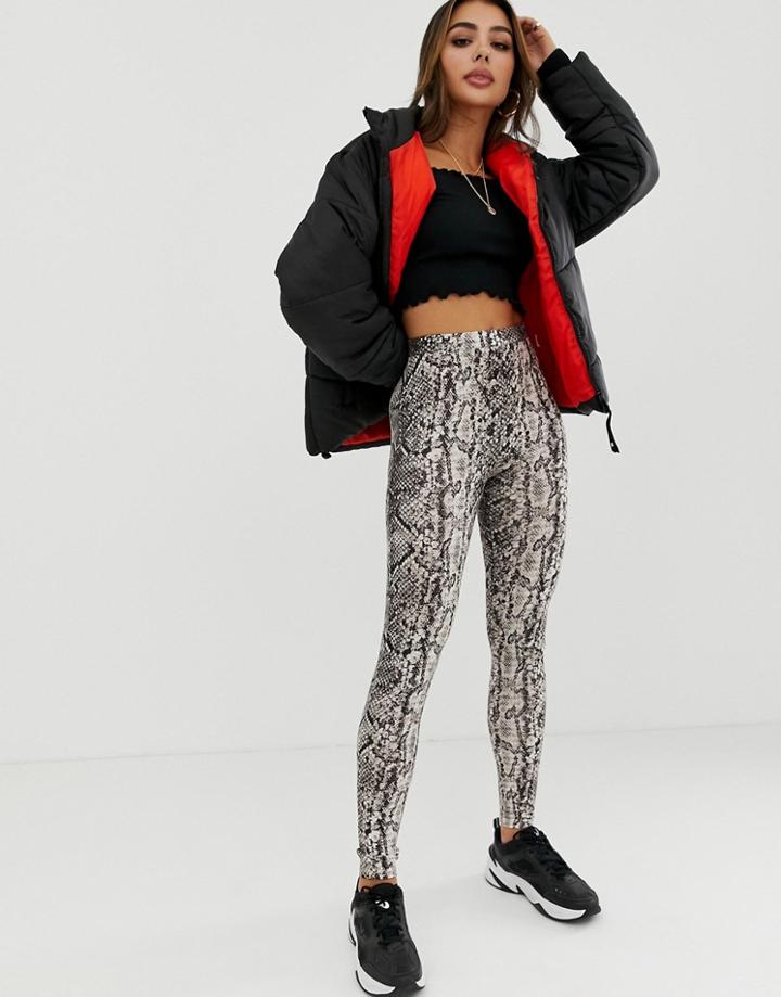 Asos Design Legging In Snake Print - Multi