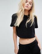 Hoxton Haus Towelling Crop Top - Black