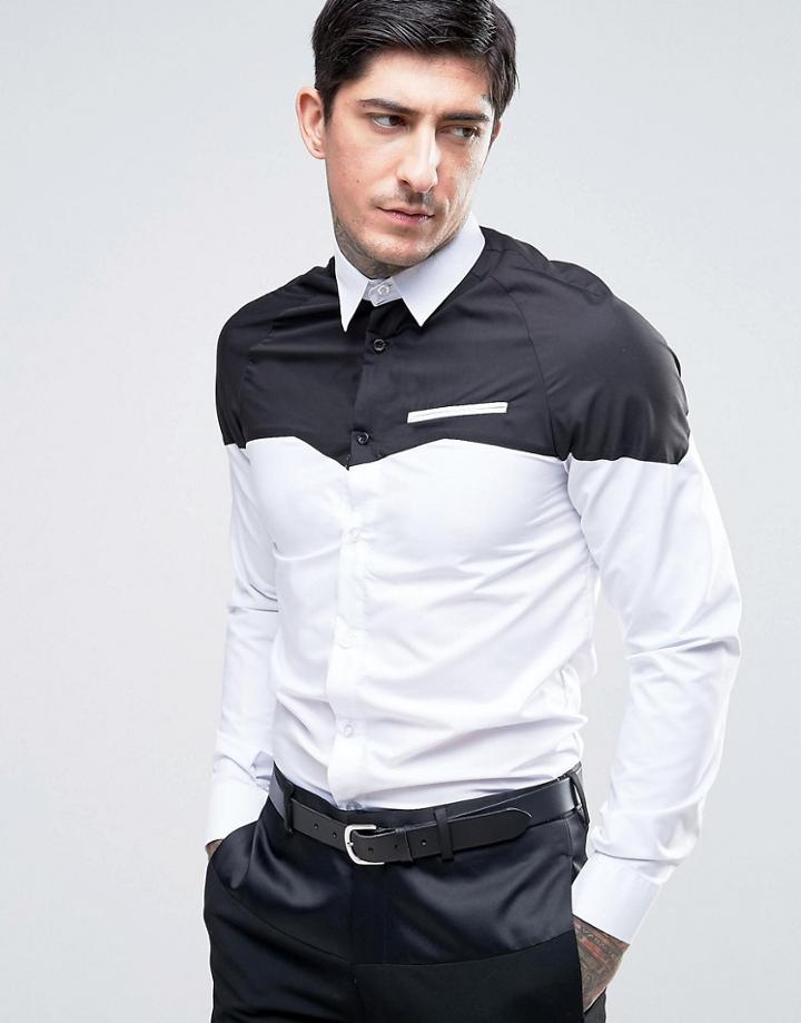 Rogues Of London Skinny Cut And Sew Cowboy Shirt - White