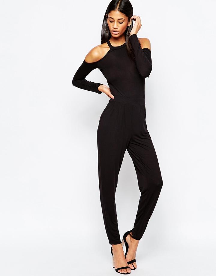Asos Jumpsuit With Cold Shoulder - Black