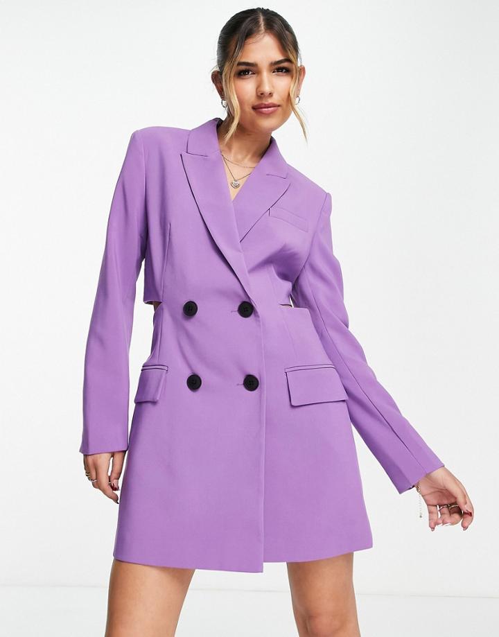 Stradivarius Blazer Dress With Cut-out Detail In Purple