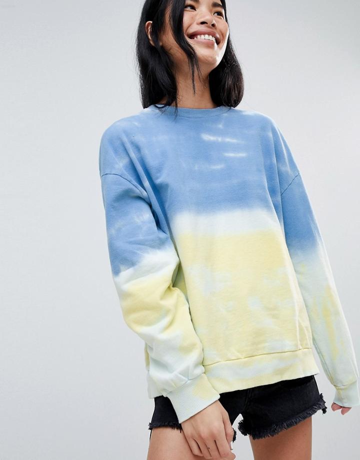 Pull & Bear Tie Dye Balloon Sleeve Sweat - Multi