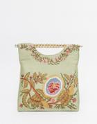 Moyna Silk Handbag With Embroidery - Green