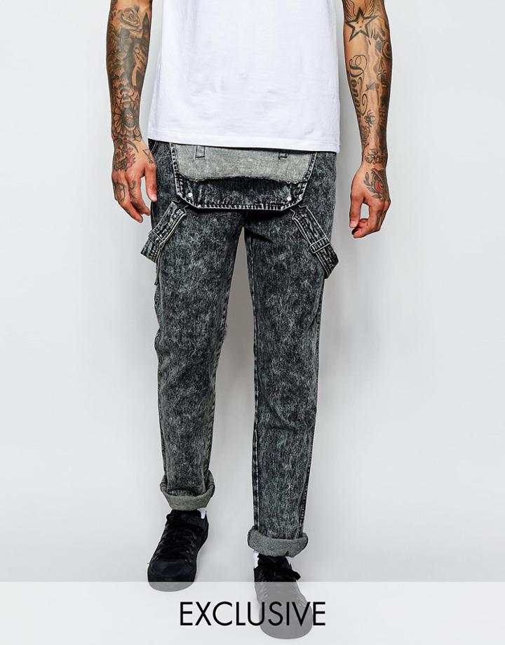 Liquor & Poker Overalls Straight Fit Extreme Rips Black - Black