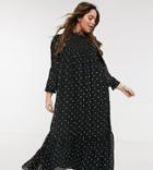 Asos Design Curve Shirred Bodice Maxi Dress In Spot Print-multi