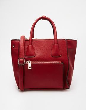 Ravel Winged Tote With Zipped Pocket - Red