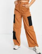 Annorlunda Wide Leg Multi Way Cargo Pants And Shorts Set-neutral