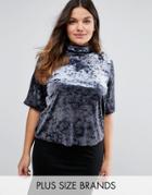 Pink Clove High Neck Velvet Top - Blue