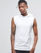 Asos Muscle Sleeveless T-shirt With Hood In White - White