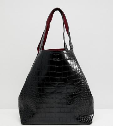 Inyati Thea Moc Croc Oversized Tote Bag - Black