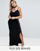 Club L Plus Harness Detail Maxi Dress - Black