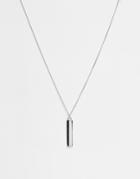 Asos Design Necklace With Minimal Bar Pendant In Silver Tone