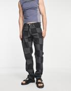 Liquor N Poker Straight Leg Jeans In Black And Gray Check Denim - Part Of A Set