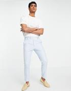 Asos Design Wedding Skinny Suit Pants In Blue Geo Jacquard-blues