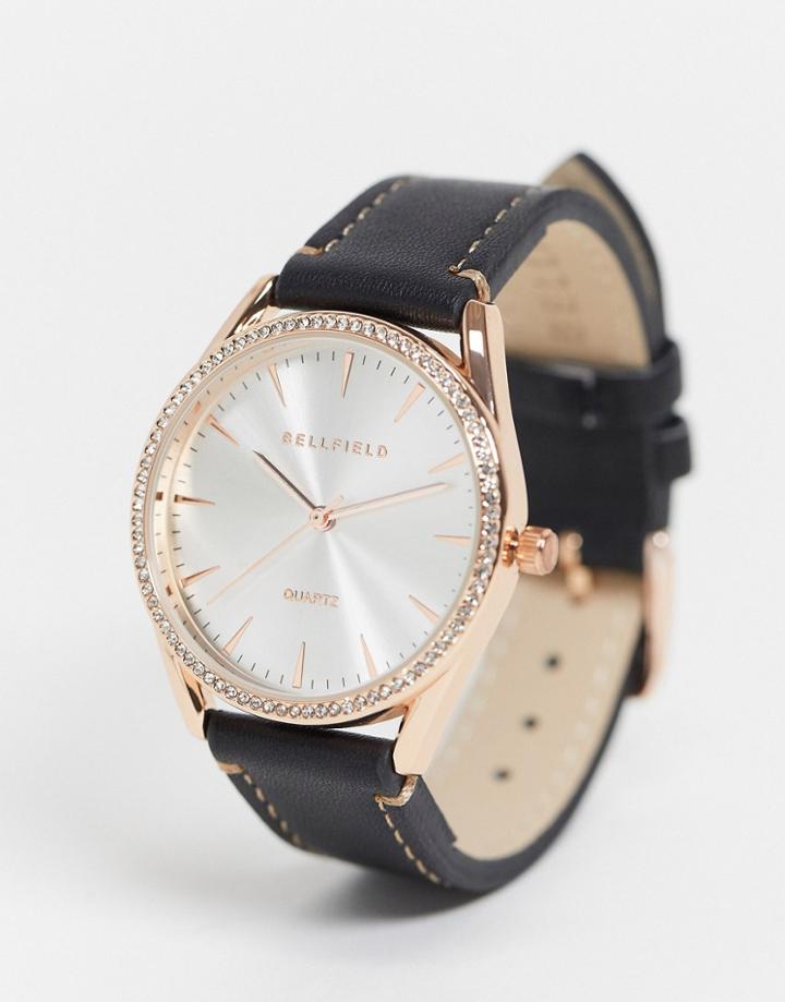 Bellfield Stone Set Case Watch-black