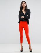 Asos High Waisted Skinny Crop Pants - Orange