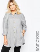 Asos Curve Soft Oversized Twill Shirt - Gray